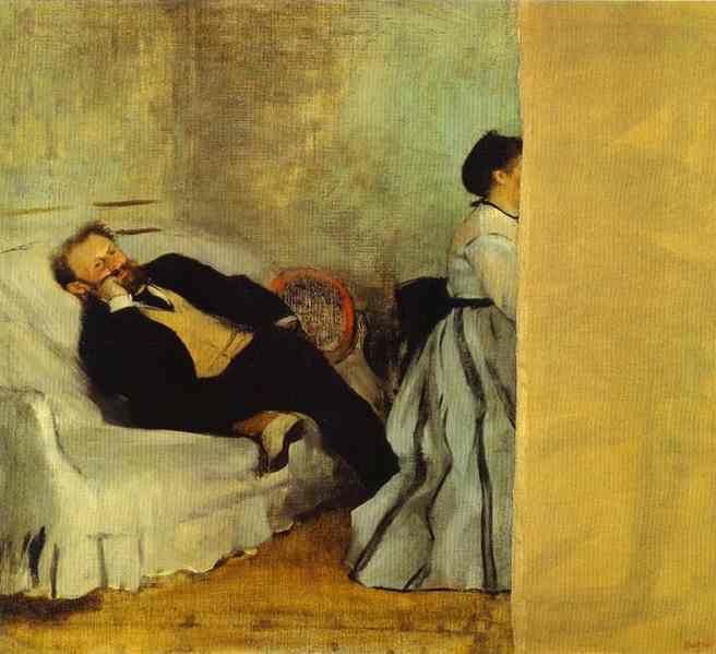 Oil painting:Portrait of Monsieur and Madame Edouard Manet. c.1868