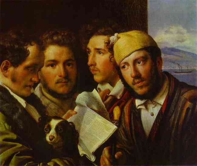 Oil painting:Readers of the Newspaper in Naples. 1831