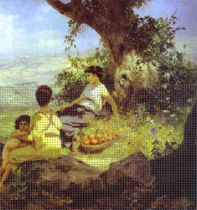 Oil painting:Rest. Detail. 1896