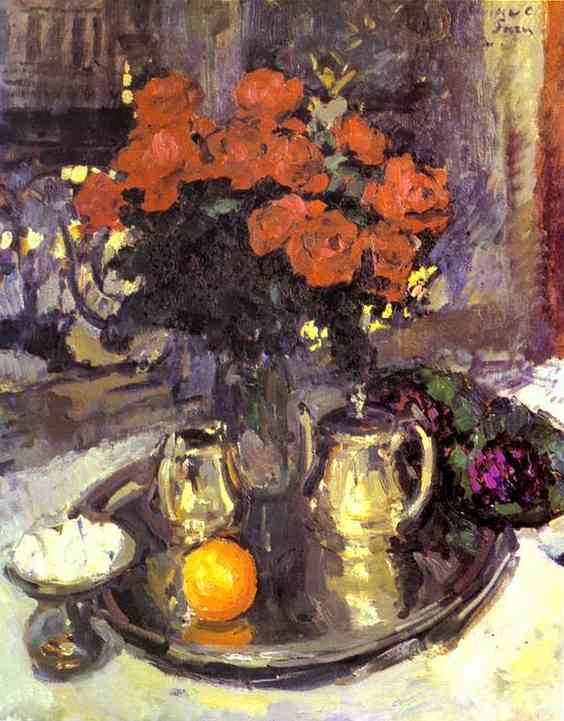 Oil painting: Roses and Violets. 1912