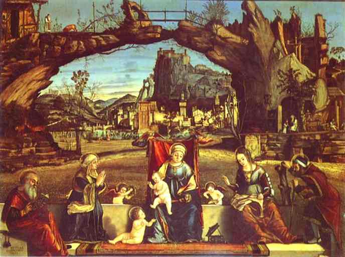 Oil painting:Sacra Conversazione. c. 1500