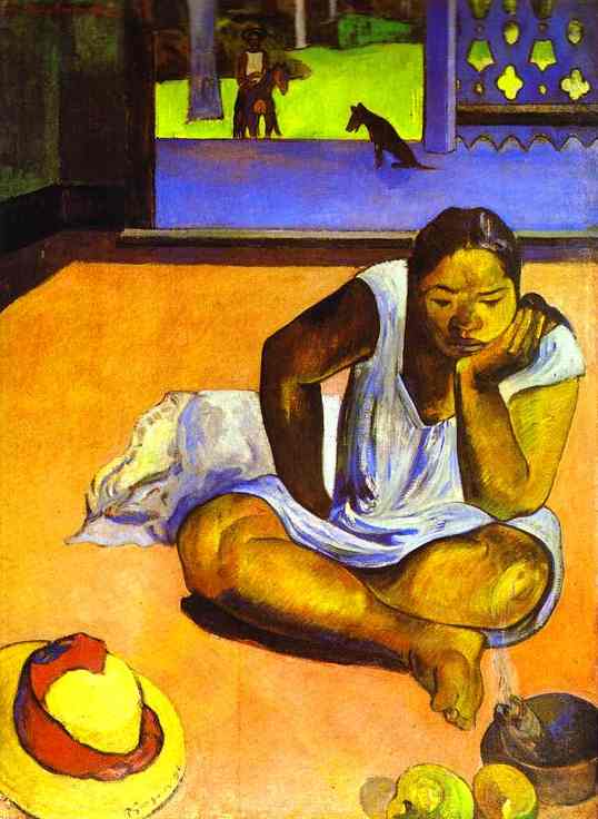 Oil painting:Te Faaturuma (Brooding Woman). 1891