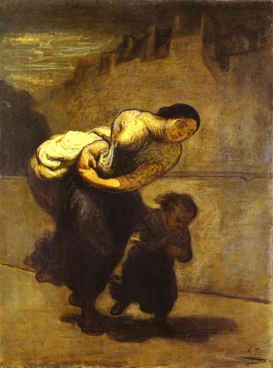 Oil painting:The Burden (The Laundress). 1850