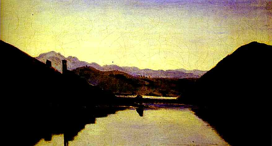 Oil painting:The Lake of Piediluco, Umbria. 1826