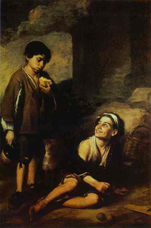 Oil painting:Two Peasant Boys. c. 1668