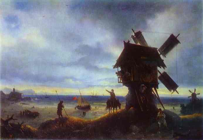 Oil painting:Windmill on the Sea Coast. 1837