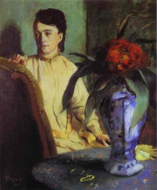 Oil painting:Woman with Porcelain Vase. 1872