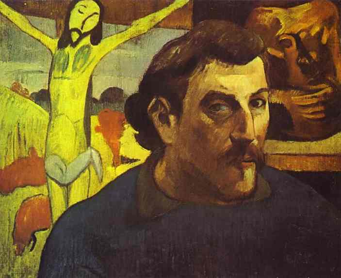 Oil painting:Self-Portrait with Yellow Christ. 1889