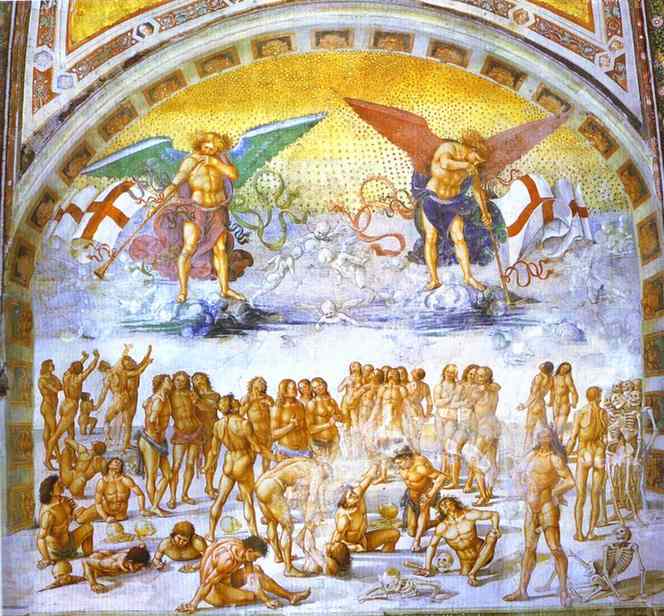 Oil painting:Resurrection of the Dead. Fresco. 1499-1502