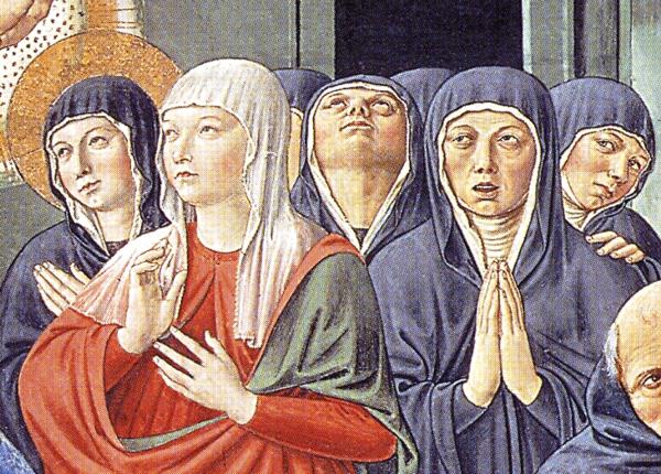 Oil painting:Death of St. Monica. Detail.1464