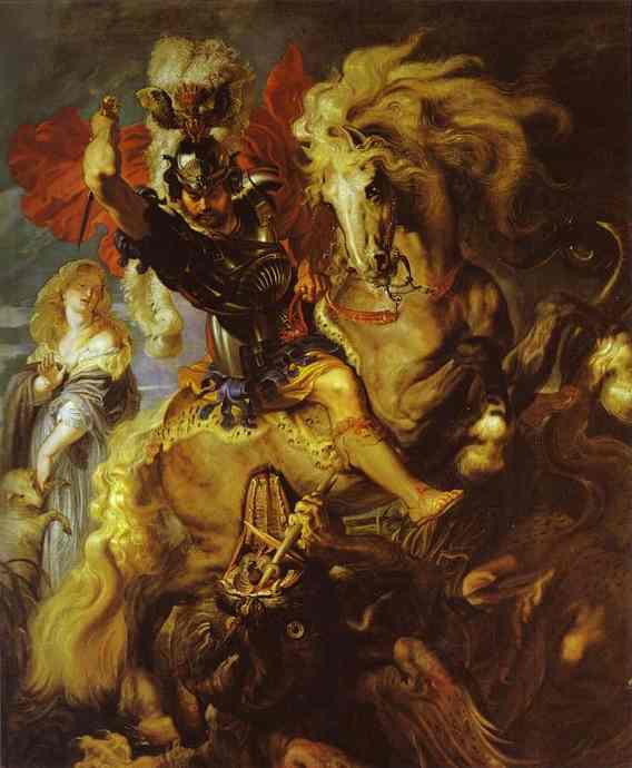Oil painting:St. George and the Dragon. 1606