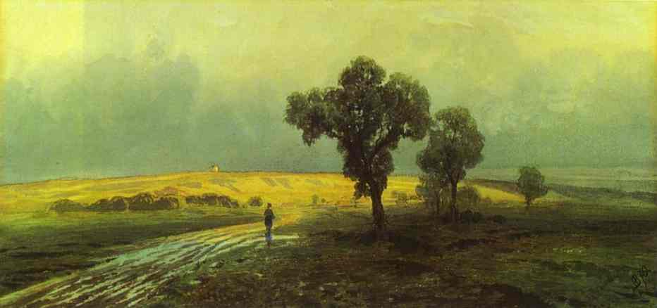 Oil painting:After a Heavy Rain. 1870