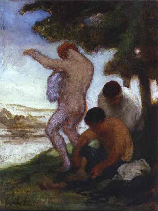 Oil painting:Bathers. c. 1852