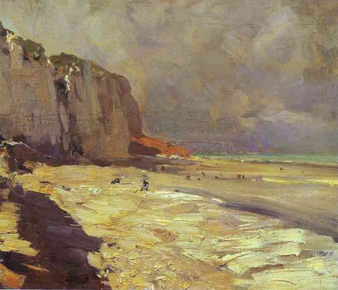 Oil painting: Beach at Dieppe. Study. 1890