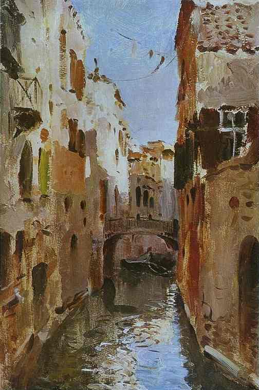 Oil painting:Canal in Venice. Sketch. 1890