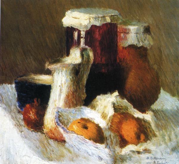 Oil painting:Jam Jar and Apples. 1904