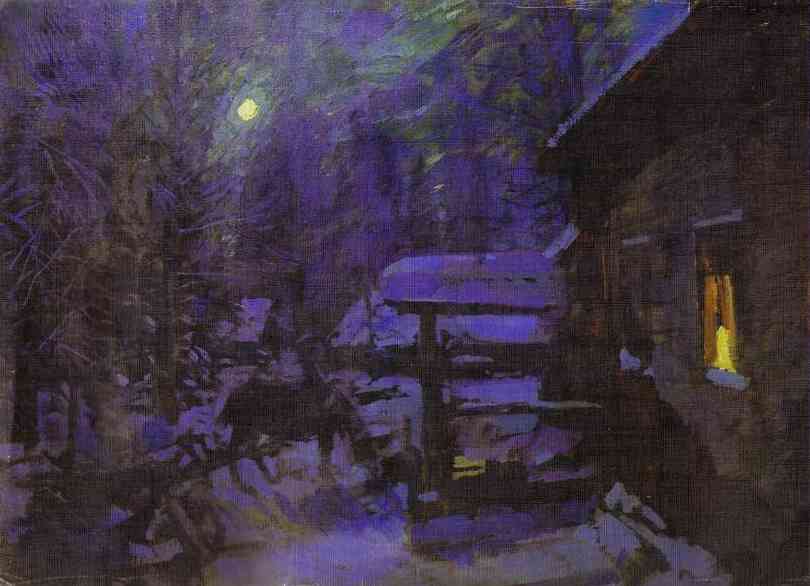 Oil painting: Moonlit Night. Winter. 1913