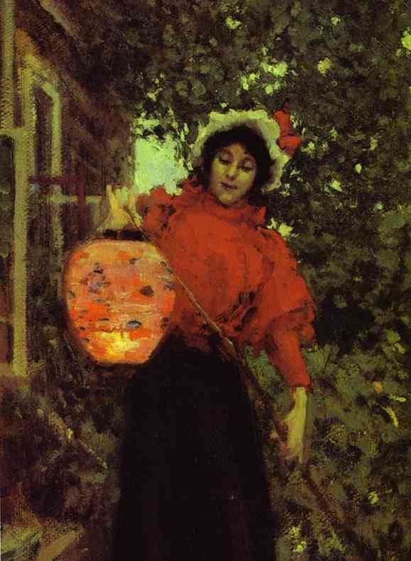 Oil painting: Paper Lanterns. Detail. 1898