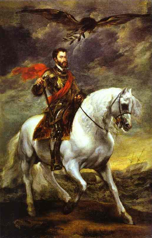 Oil painting:Portrait of Charles V on Horseback. 1620