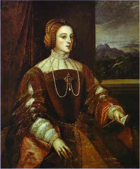 Oil painting:Portrait of Isabella of Portugal. 1548