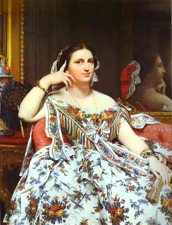 Oil painting:Portrait of Madame Moitessier Sitting. 1856