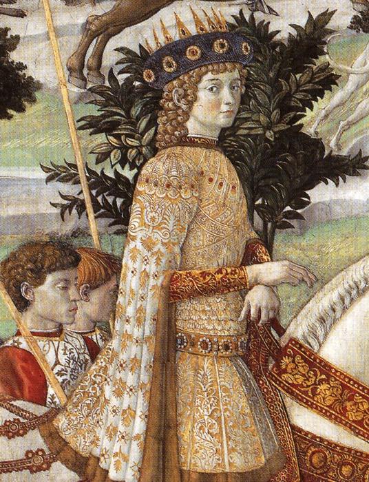 Oil painting:Procession of the Magus Balthazar. Detail.1459