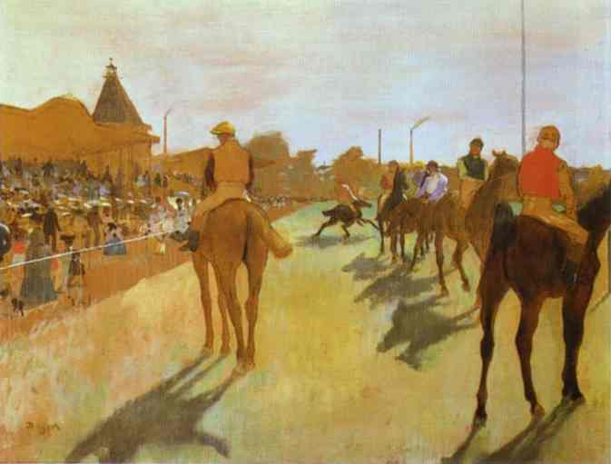 Oil painting:Race Horses. c.1866