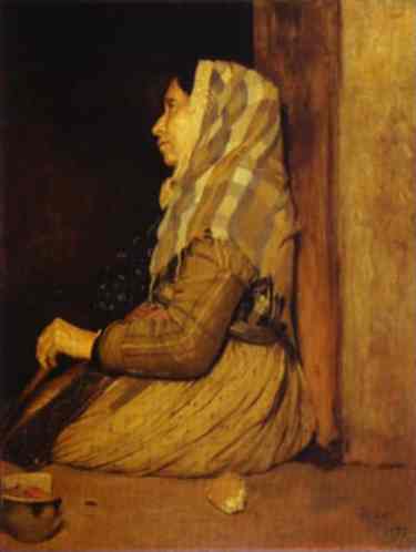 Oil painting:Roman Beggar Woman. 1857