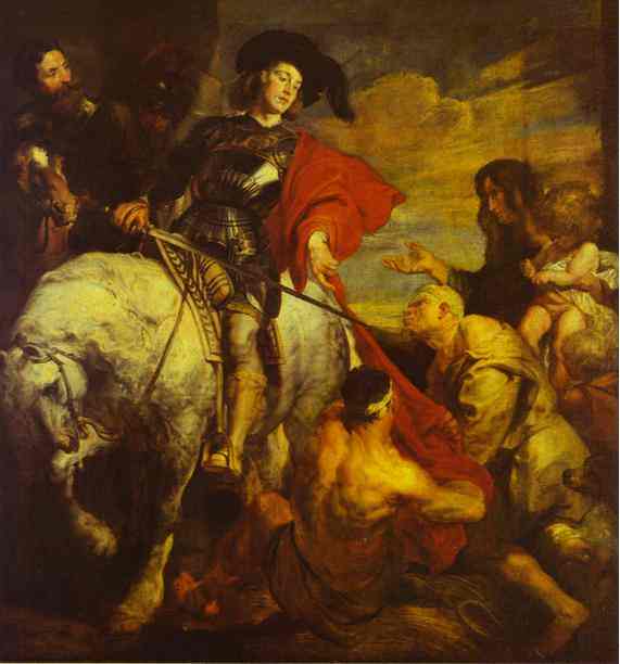 Oil painting:St. Martin Dividing His Cloak. 1620