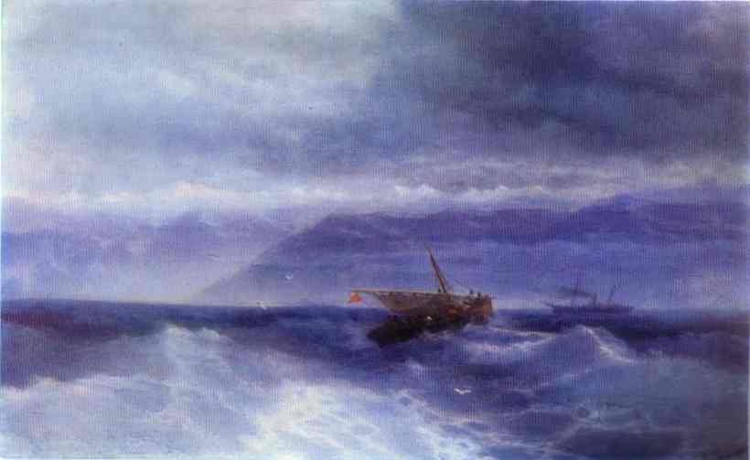 Oil painting:The Caucasian Range from the Sea. 1894