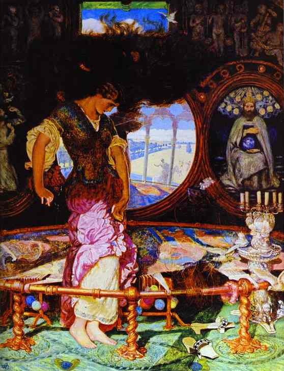 Oil painting:The Lady of Shalott. c.1889