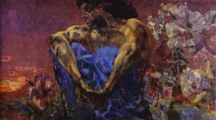 Oil painting:The Seated Demon. 1890