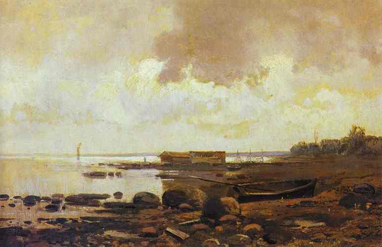 Oil painting:The Shore. Cloudy Day. 1867