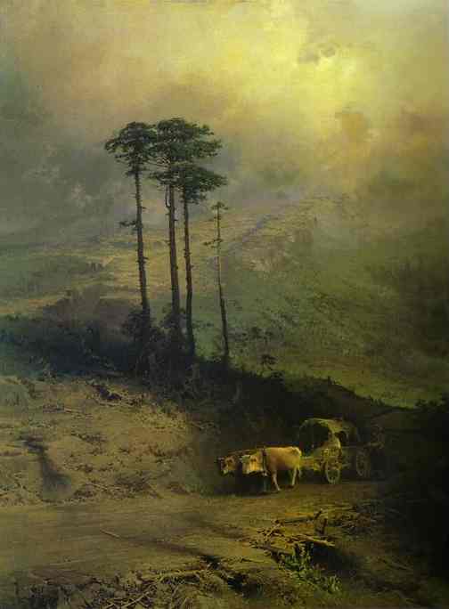 Oil painting:In the Mountains of the Crimea. 1873