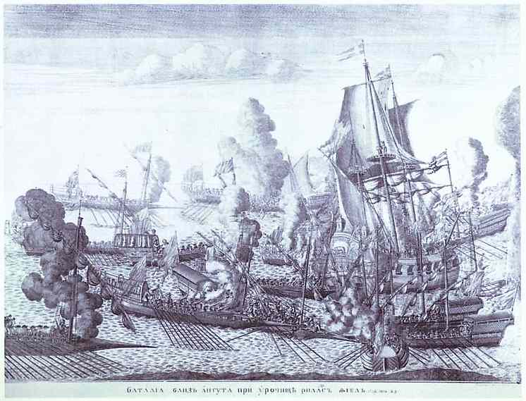 Oil painting:Battle of Gangut, June 27, 1714