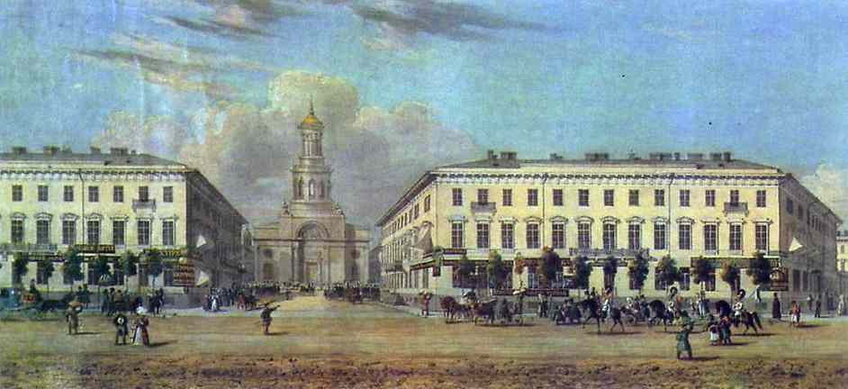 Oil painting:Panorama of the Nevsky Prospekt. Detail. 1830