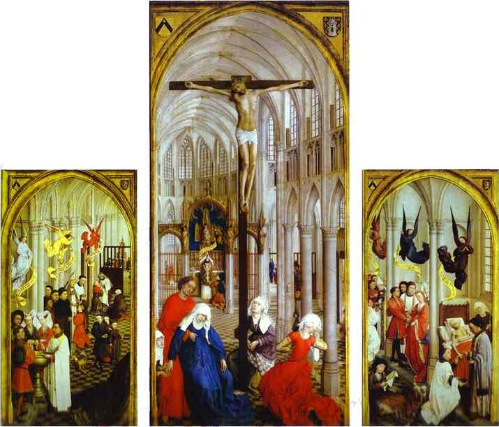 Oil painting:Seven Sacraments Altarpiece. c.1445