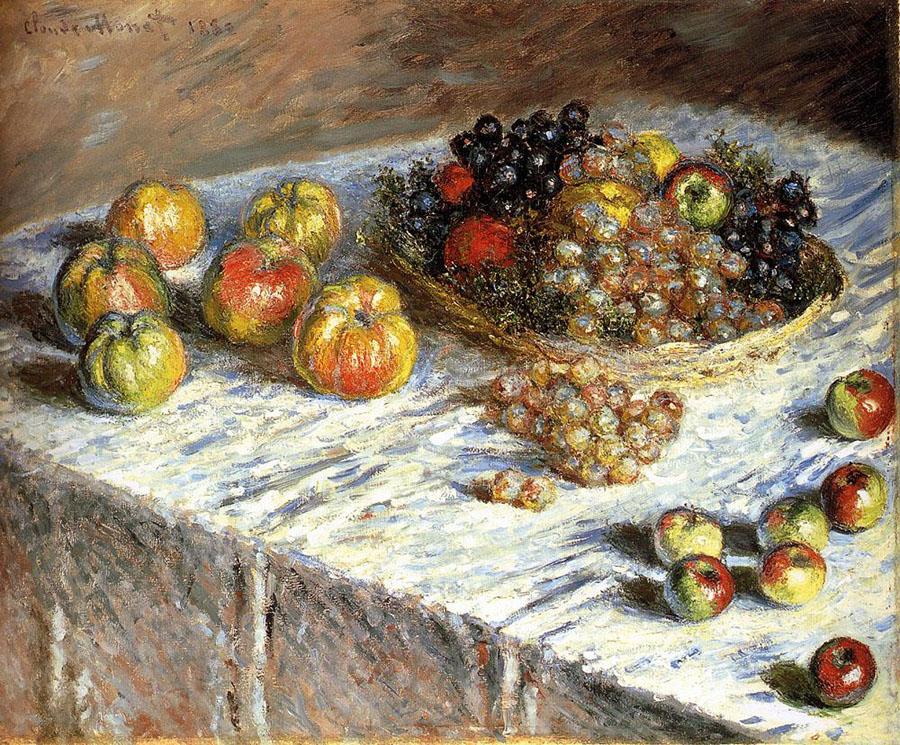 Still Life Apples And Grapes