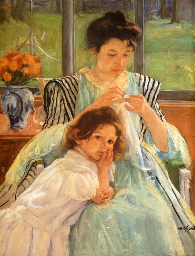 Young Mother Sewing