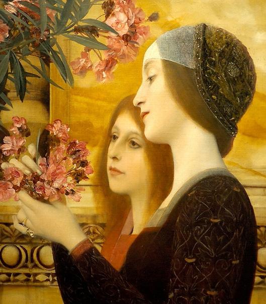 two girls with an oleander detail