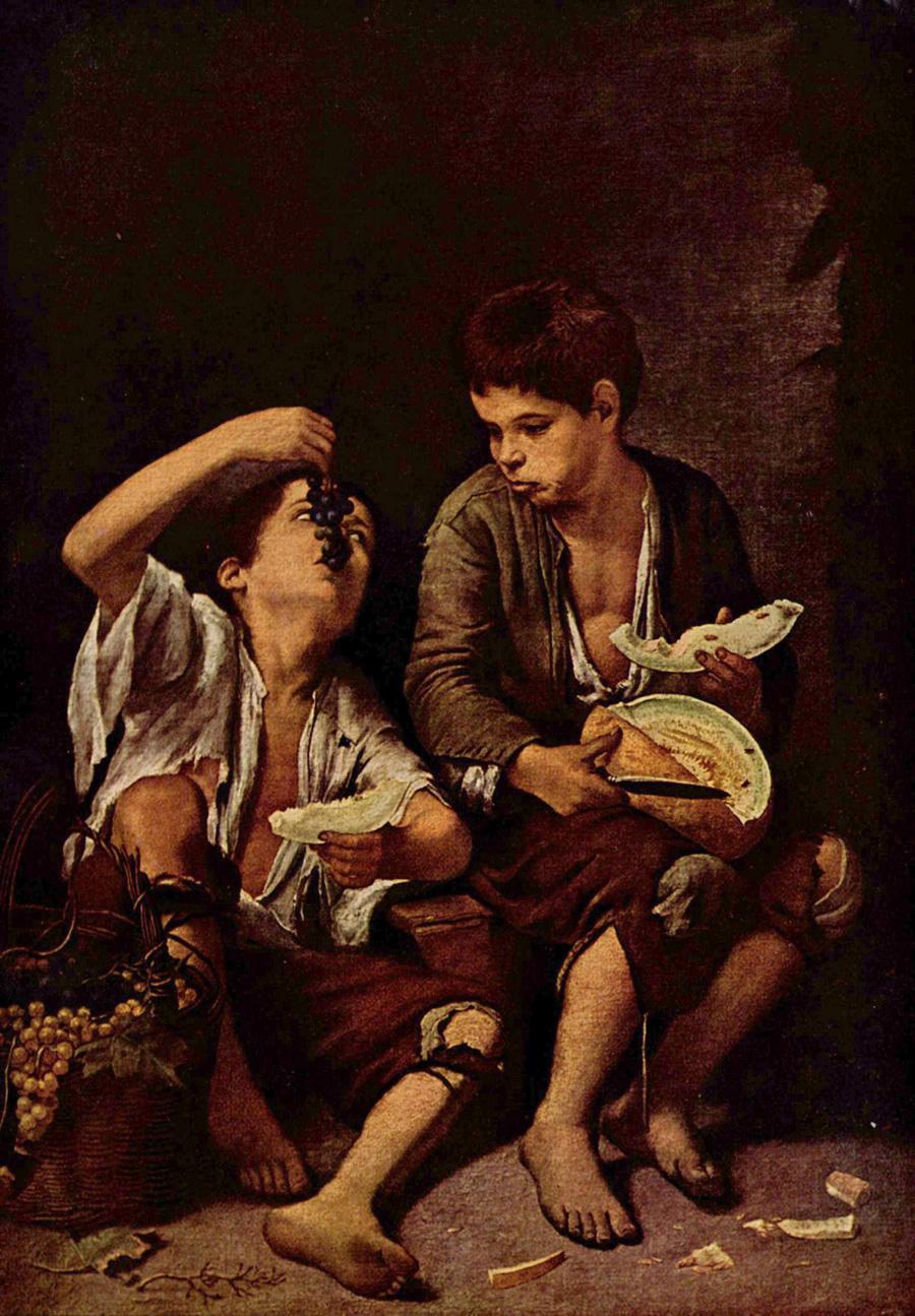 Beggar Boys Eating Grapes and Melon
