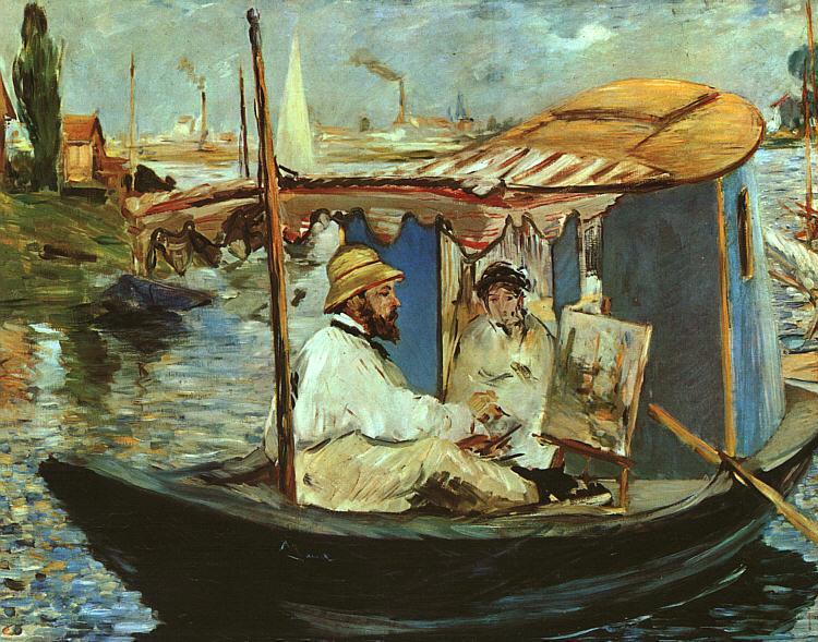 Claude Monet working on his boat in Argenteuil