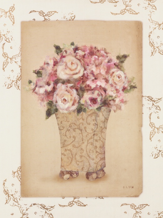 Roses in a Painted Vase I