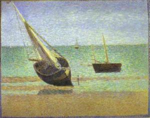 Boats. Bateux, maree basse, Grandcamp. 1885.