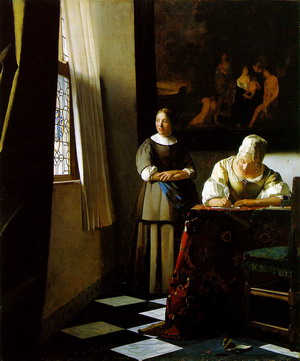 Lady Writing a Letter with Her Maid c. 1670-72