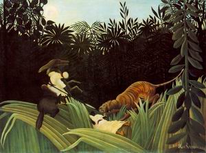 Eclaireur attaqu par un tigre 1904