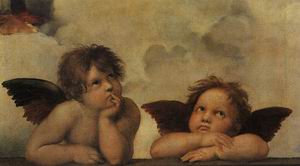 Angels - The Sistine Madonna, detail of genii, 1513-14
