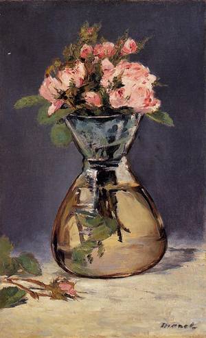 Mosee Roses in a Vase 1882