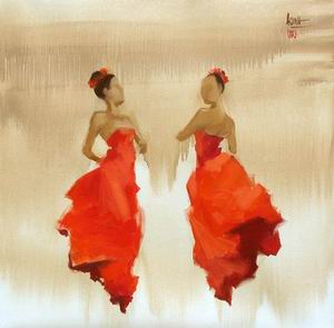 Two Ballerinas in Red