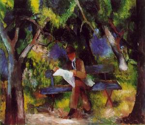 Man Reading in the Park 1914